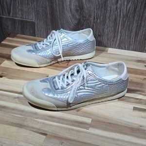 Sam Edelman Ethyl Metallic Silver Quilted Leather Sneakers 6.5M Womens